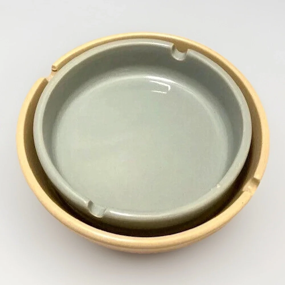 VTG Ceramic Catchall Ashtray MCM Minimalist Boho 2PC Retro Table Decor Staging